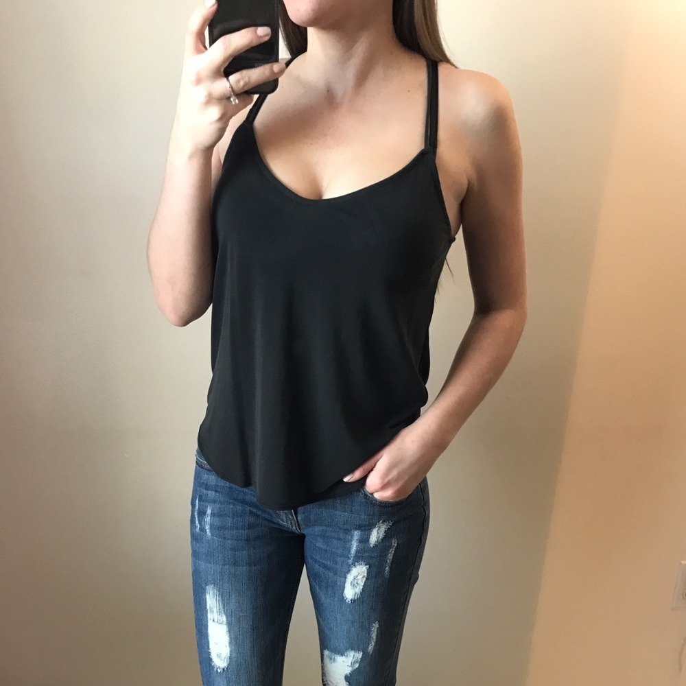 JANE Basic Softest Black Racerback Tank Top - Picture 3 of 5