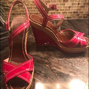 Christian Louboutin patent leather wedge sandals