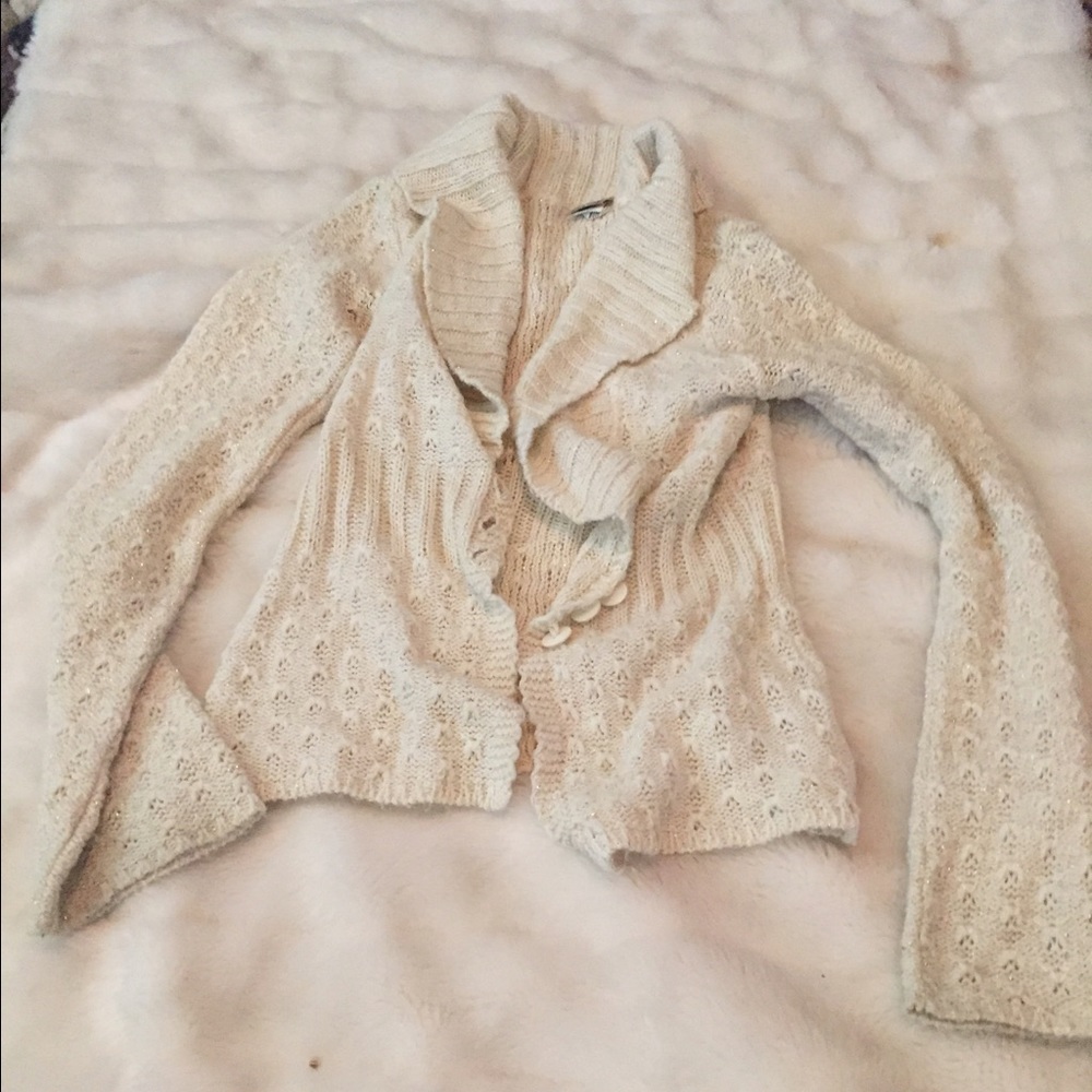 Cream metallic gold sweater