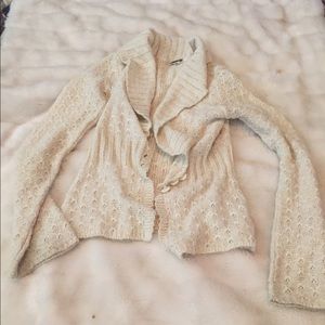 Cream metallic gold sweater