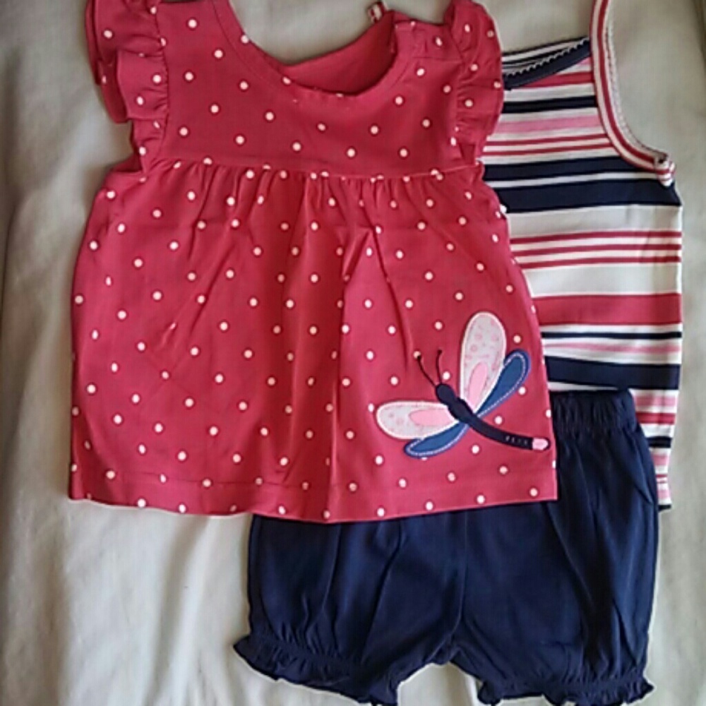 Carter's Striped Bodysuit Polka-dot Top & Shorts