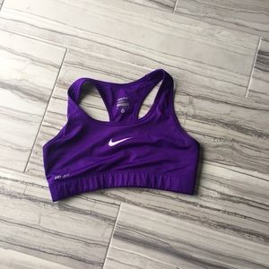nike pro purple sports bra