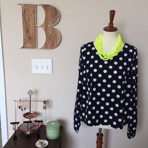 One Clothing Navy Polka Dot blouse - L