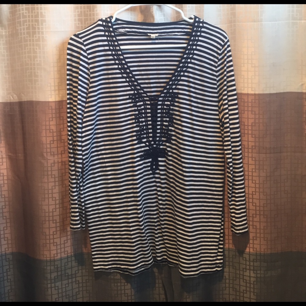 Nautical quarter sleeve top