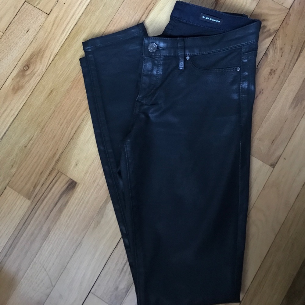 Club Monaco Waxed Black pants with stretch