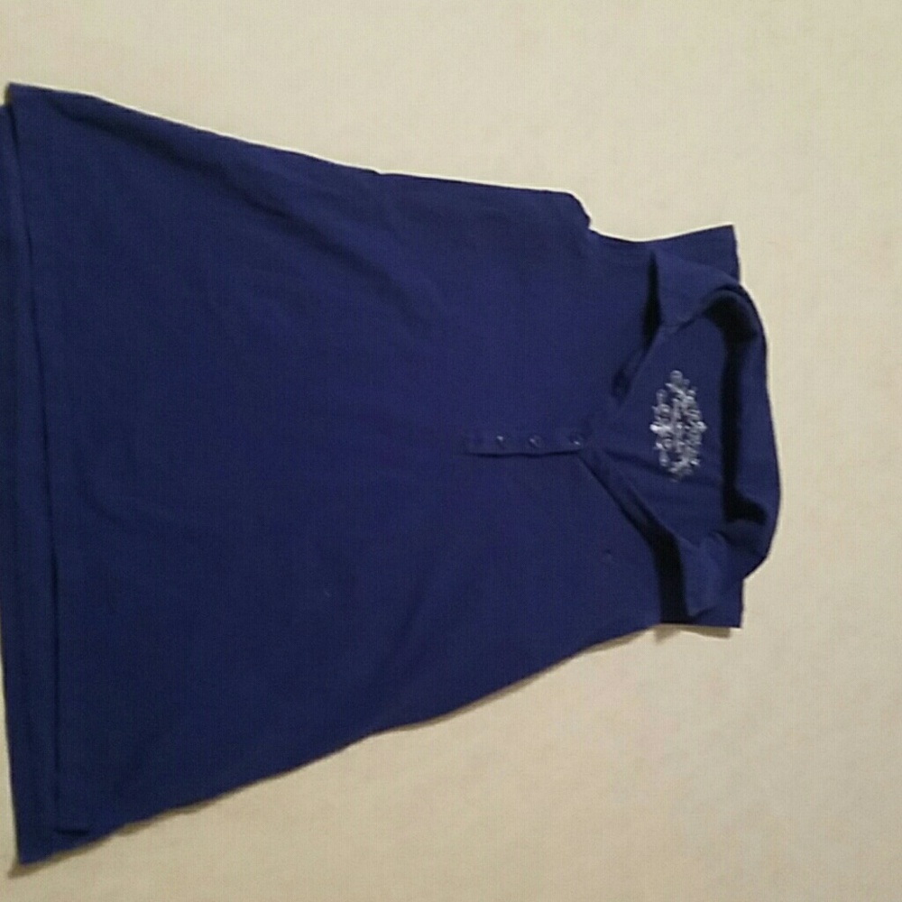 Navy blue sleeveless shirt. Cotton fabric