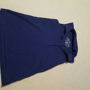 Navy blue sleeveless shirt. Cotton fabric