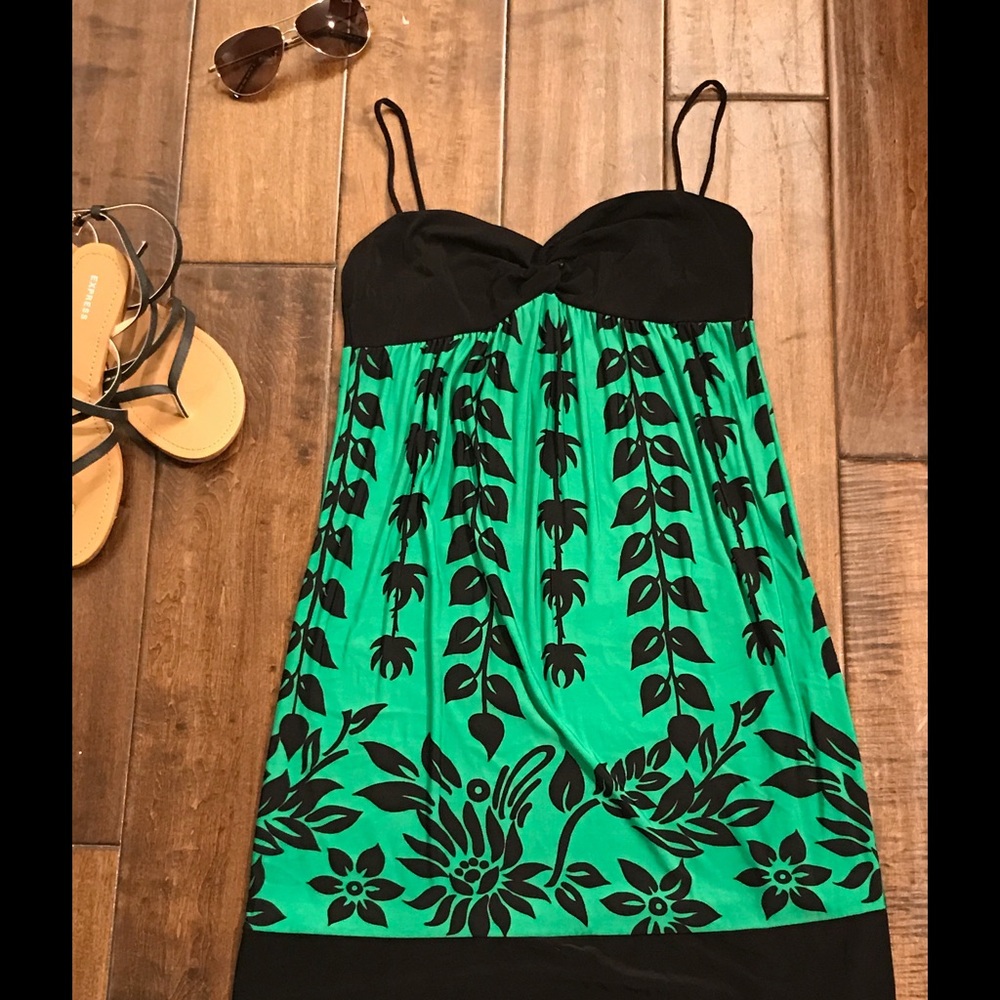 Green Leaf Print Dress