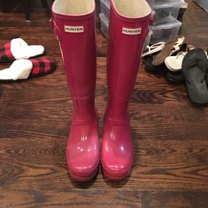 Tall Pink Hunter rain boots