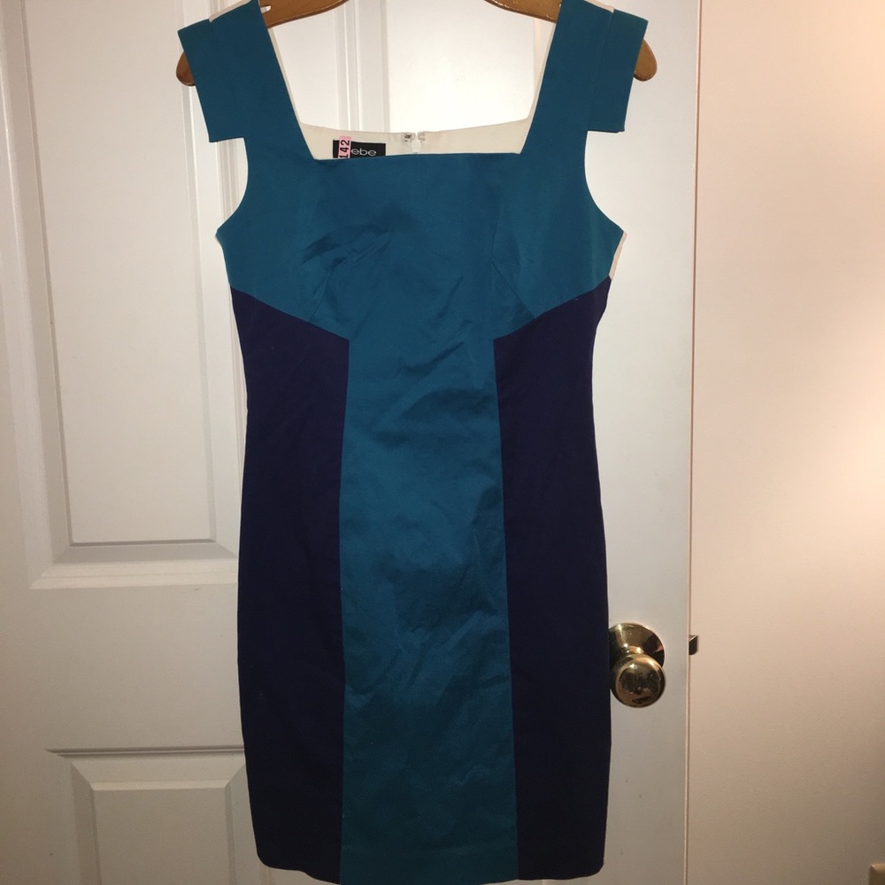 Xs aqua and navy blue a line dress