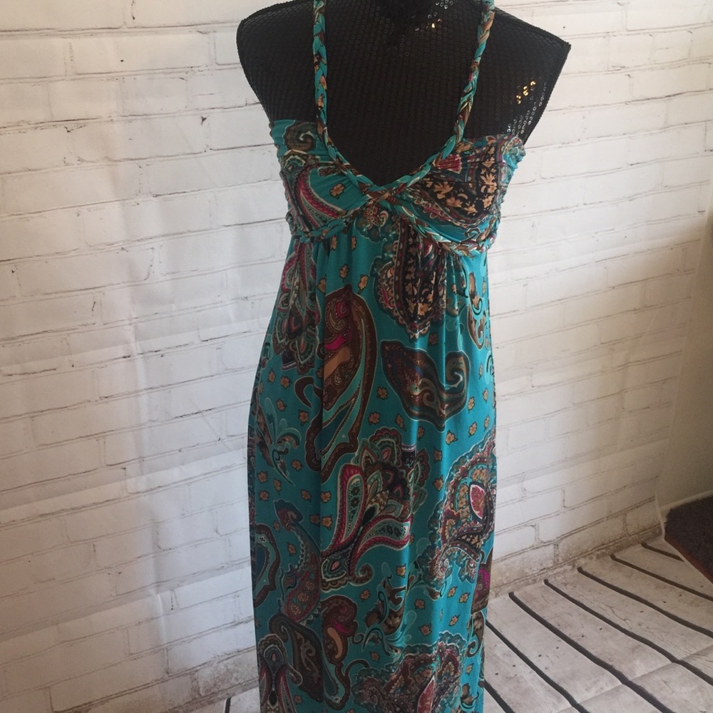 S-12 s twelve maxi dress rope paisley teal maroon