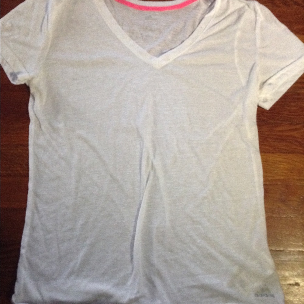 Plain white Adidas v neck tee