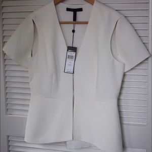 BCBG MaxAzria Cutout Off-White Peplum Top - NEW
