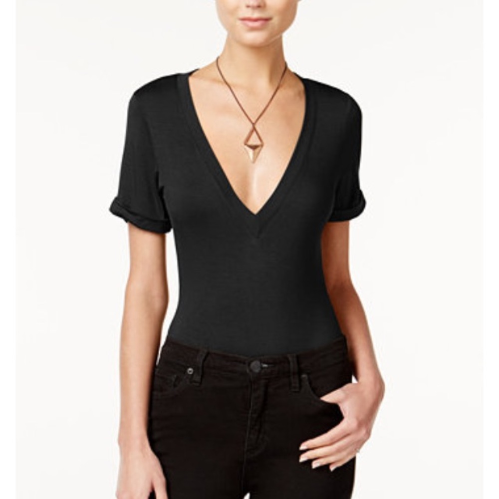 Free People-- v neck tee body suit- NEVER WORN!