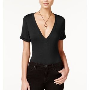 Free People-- v neck tee body suit- NEVER WORN!