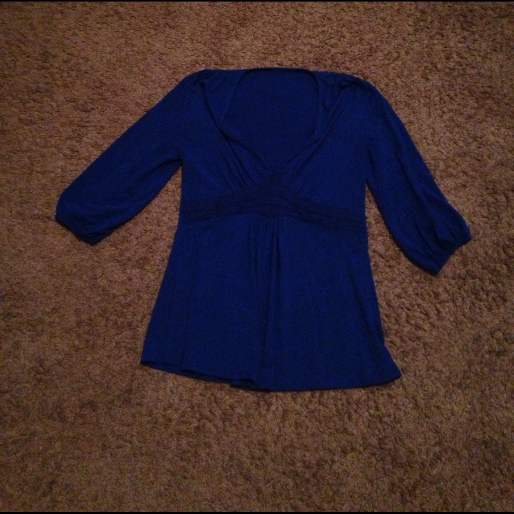 Blue Three Quarter Length Top