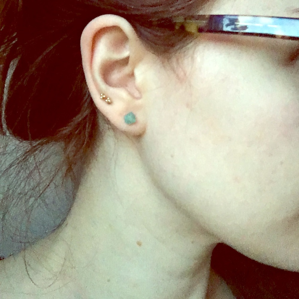 Sea foam green stone stud earrings