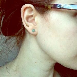 Sea foam green stone stud earrings