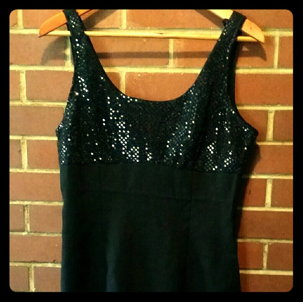 Evening black suit dress.