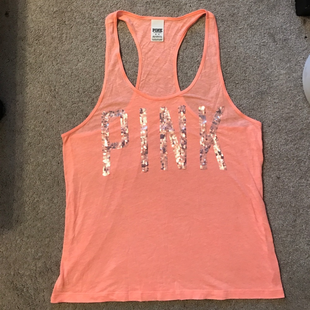 PINK razorback sequin tank top