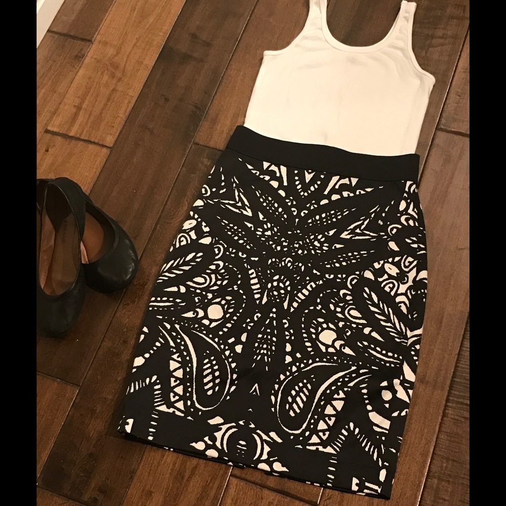 Express Black and White Pencil Skirt