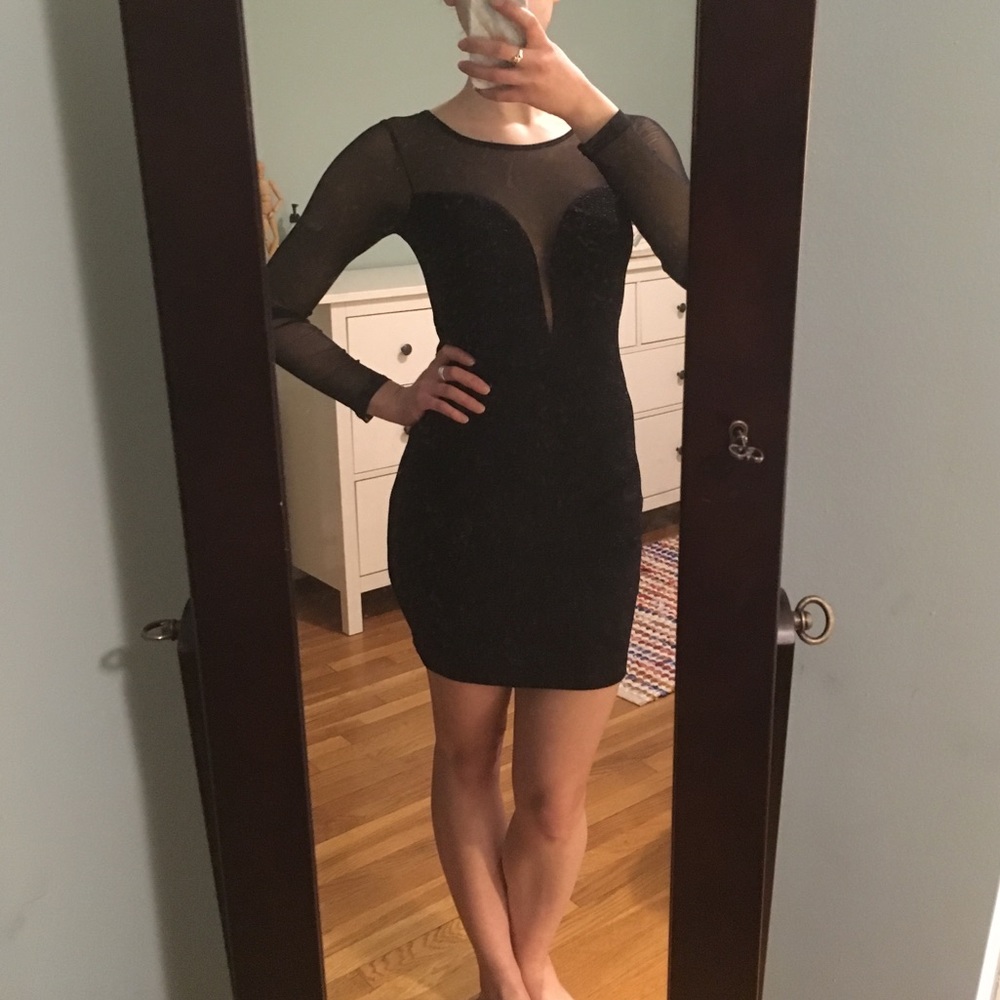 Sexy Shimmer & Mesh Bodycon Dress - Timing