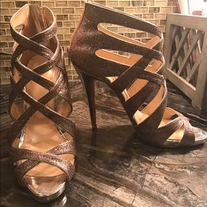 Christian Louboutin Glitter crisscross strap heels