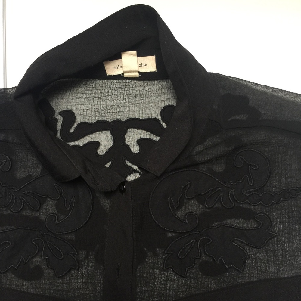 Western style button-down shirt with sheer placket