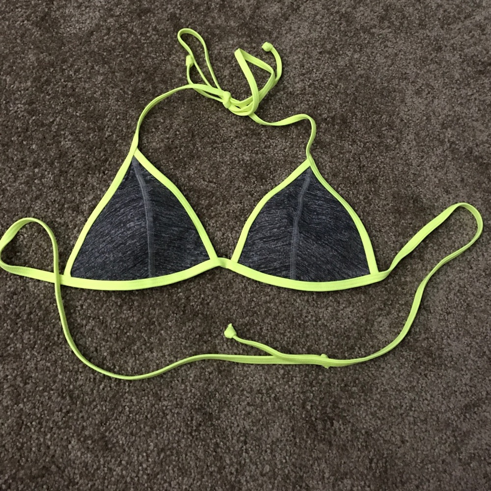 Brand new neon green/gray PINK bikini top
