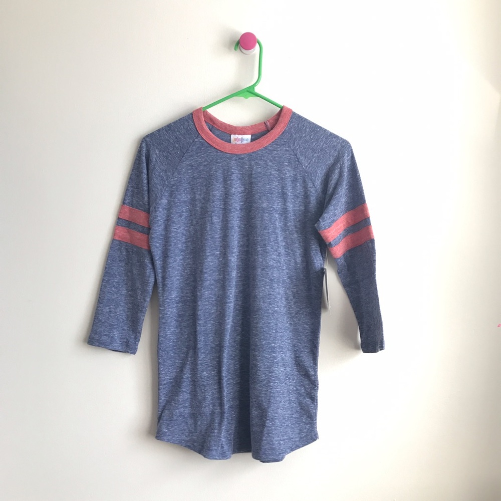 Lularoe blue red heathered randy tee knit top