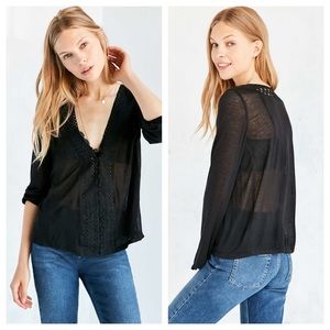 Urban Outfitters Audrey Balck Scallop Blouse