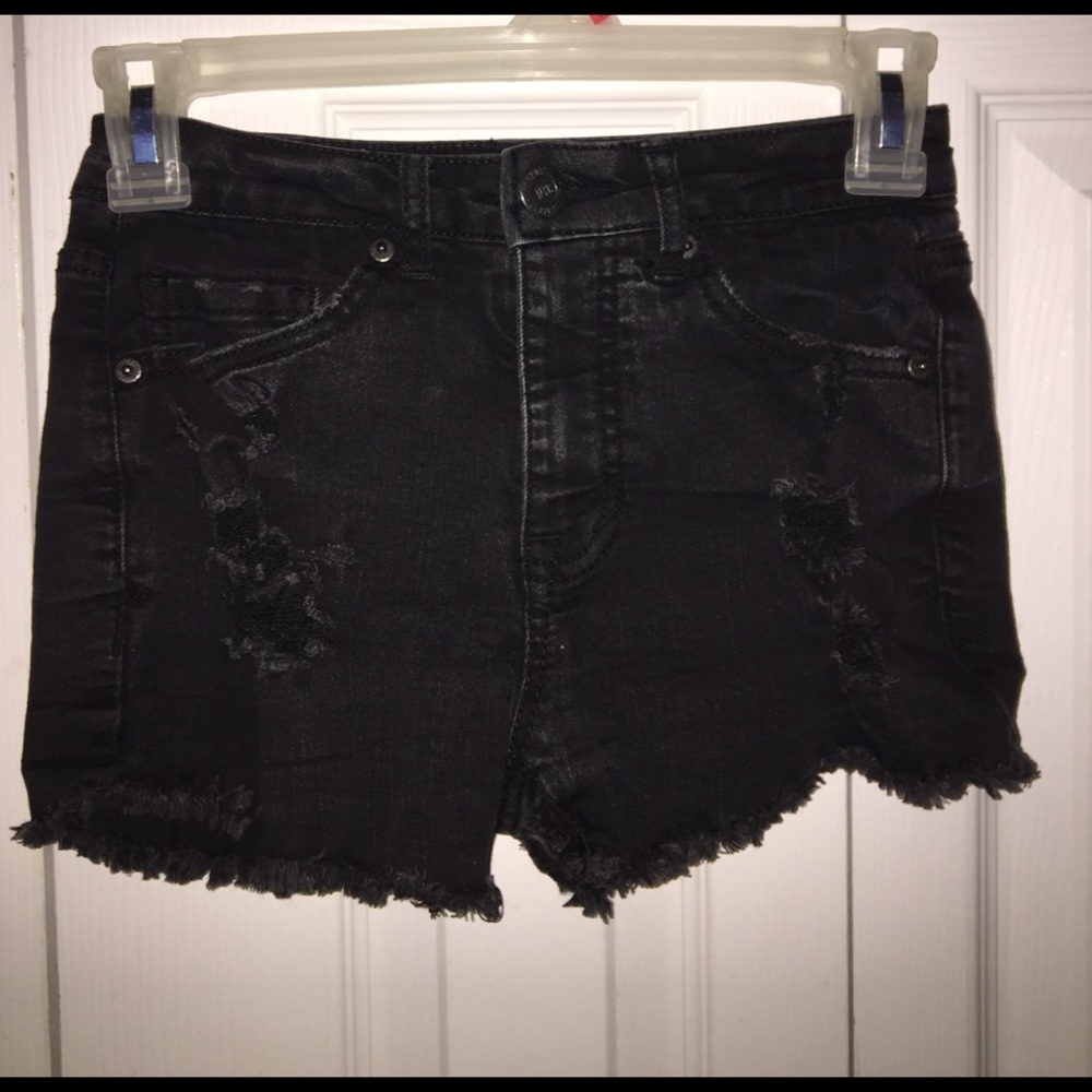 High Waisted Black Jean Shorts TRIPLE ZEROS
