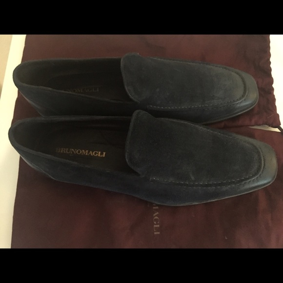 Bruno Magli Promil Navy Blue Suede Slip-On Loafers - Picture 2 of 8