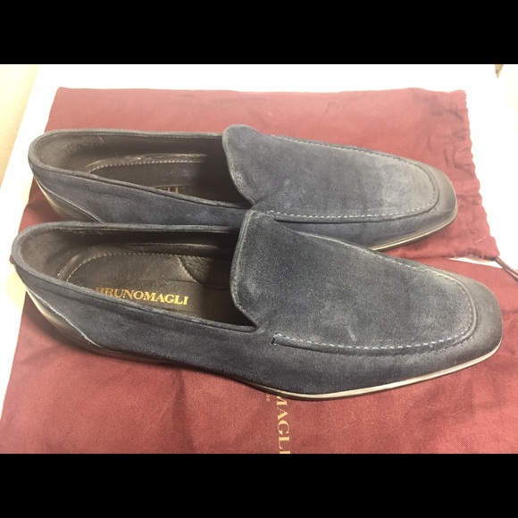Bruno Magli Promil Navy Blue Suede Slip-On Loafers - Picture 3 of 8