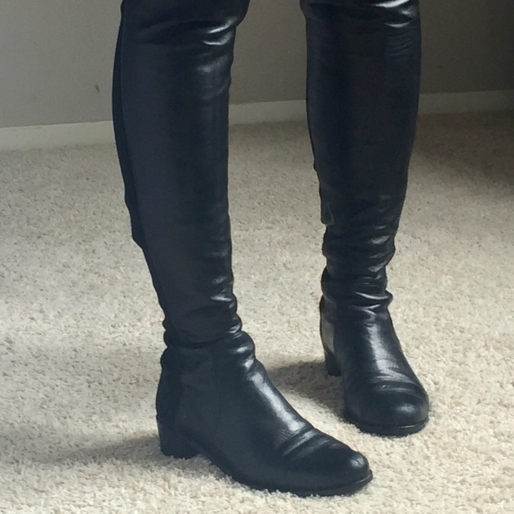 Black Leather Stuart Weitzman 50/50 Boot Size 8