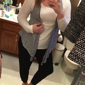 Navy and white striped vest