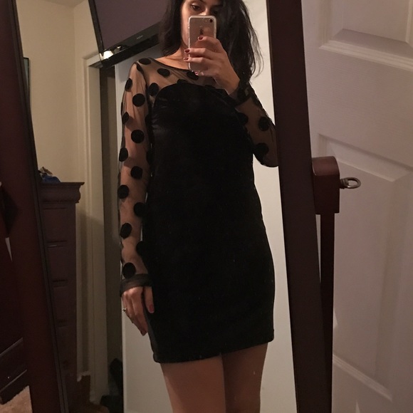 BCBG Velvet Polka Dot Dress - Picture 4 of 7