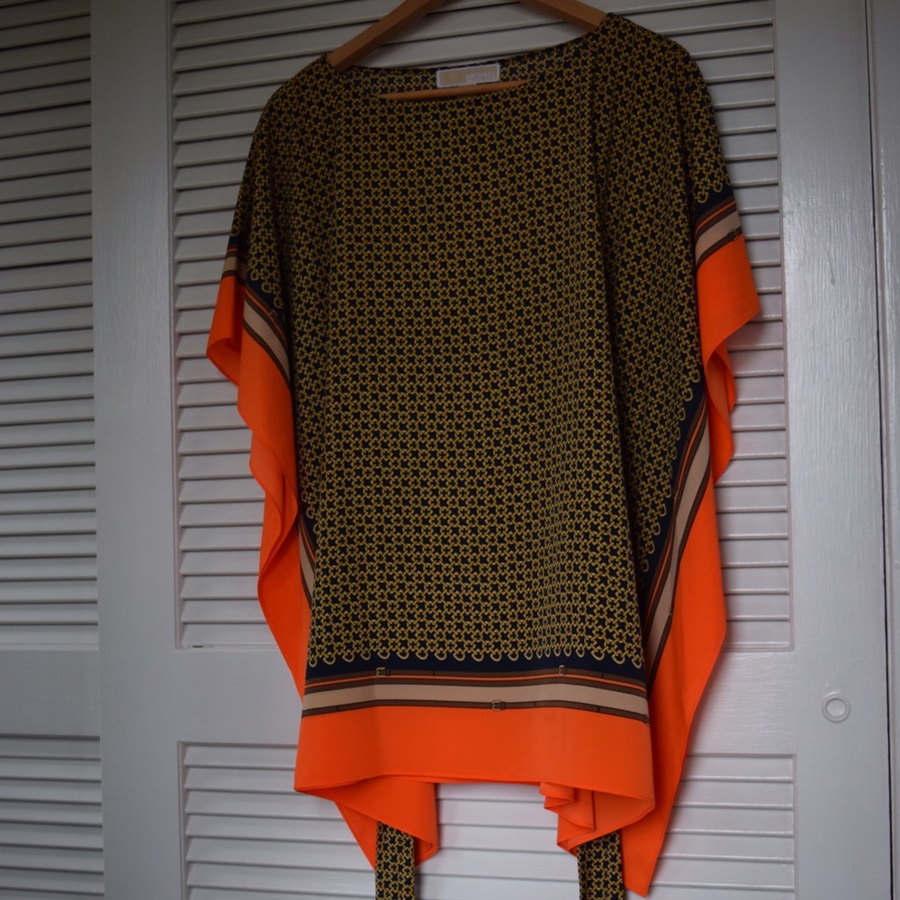 Michael Kors Silk Printed Kimono Top - NEW