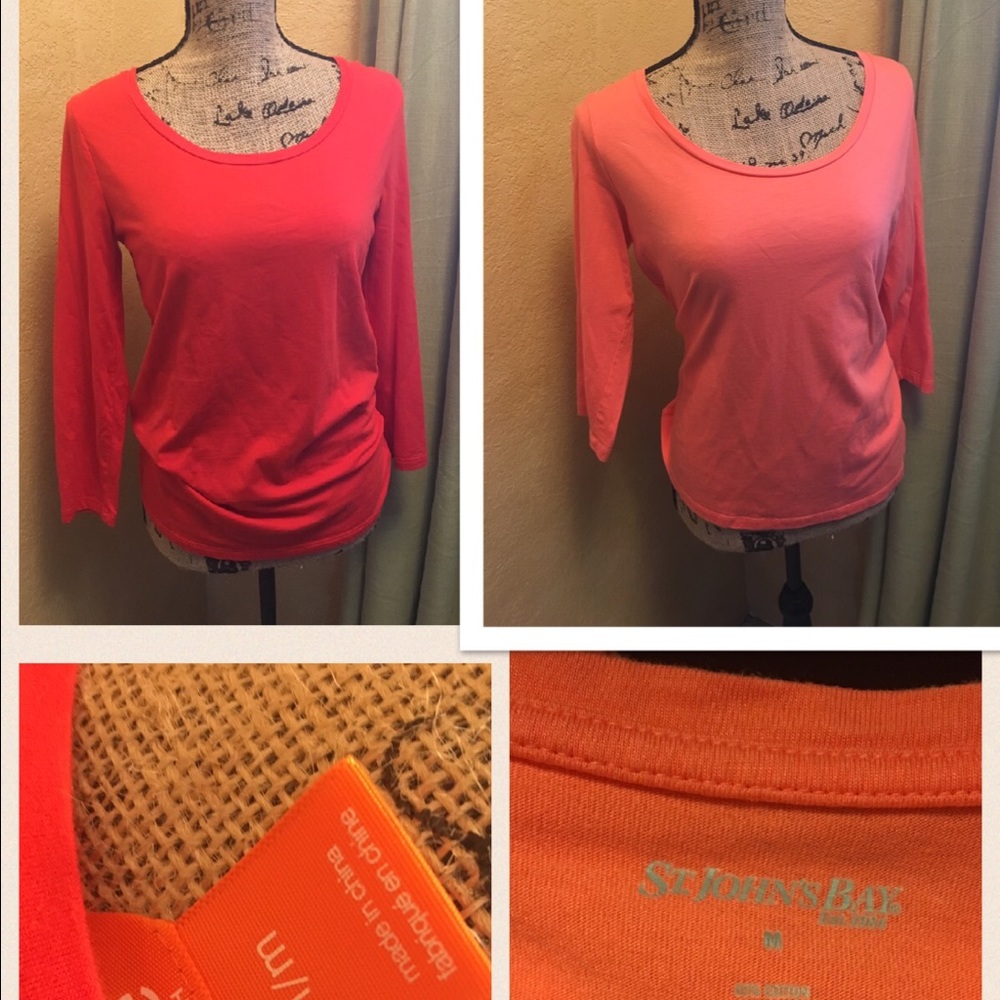 2 quarter length cotton pullovers 1 red, 1 salmon