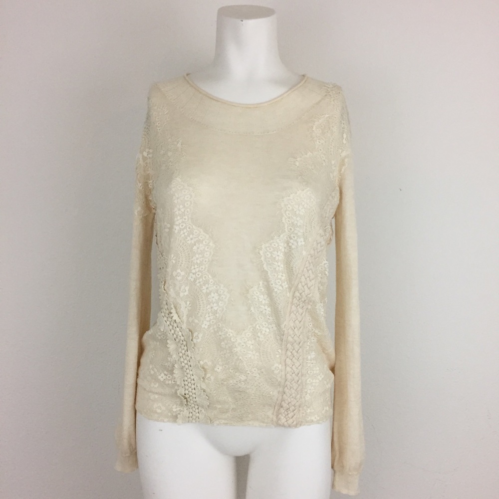 Anthropologie Angel of the North Ivory Sweater Top
