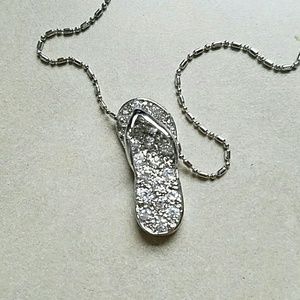 Very cute crystal flip flop necklace