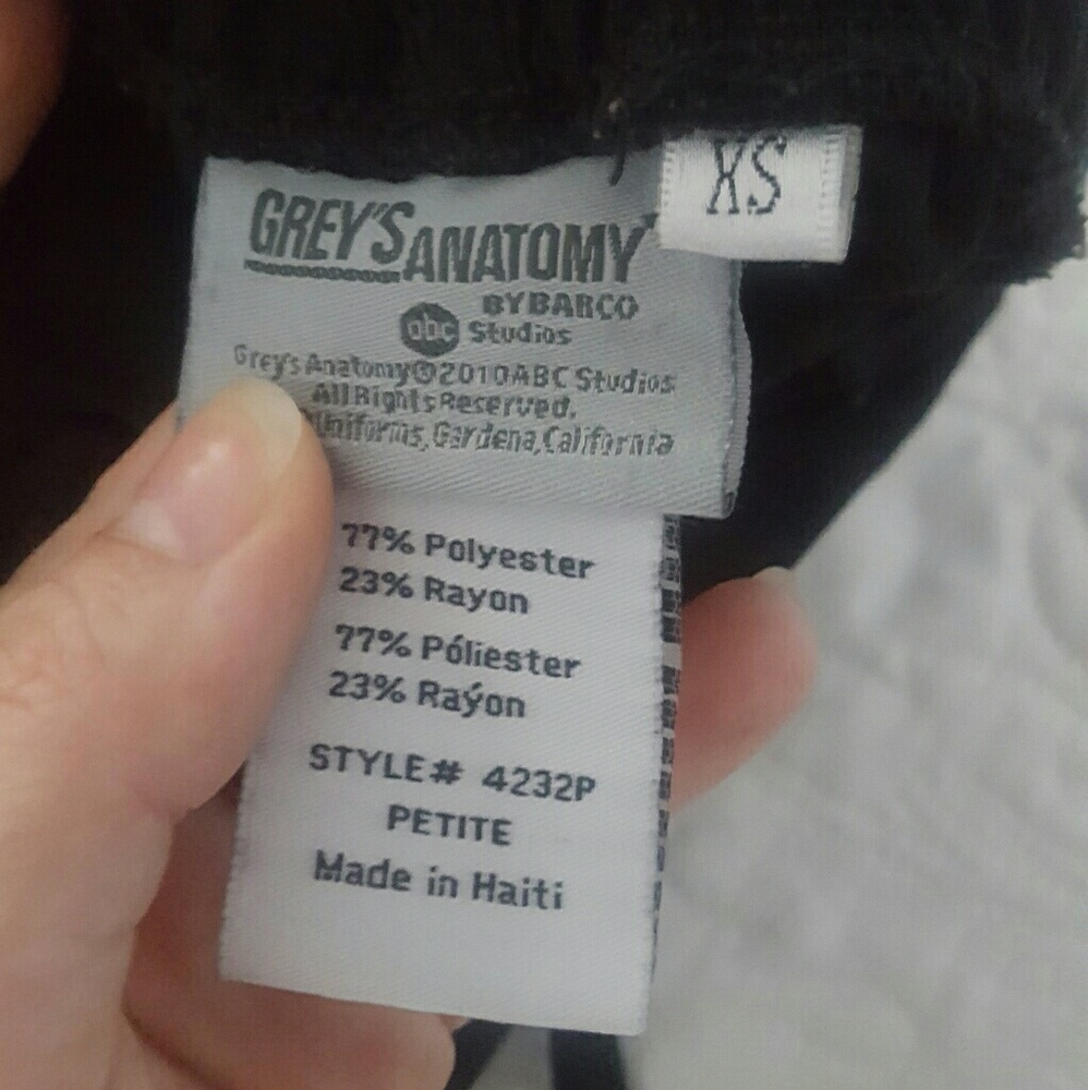 Grey's Anatomy XS Petite Black scrub pants