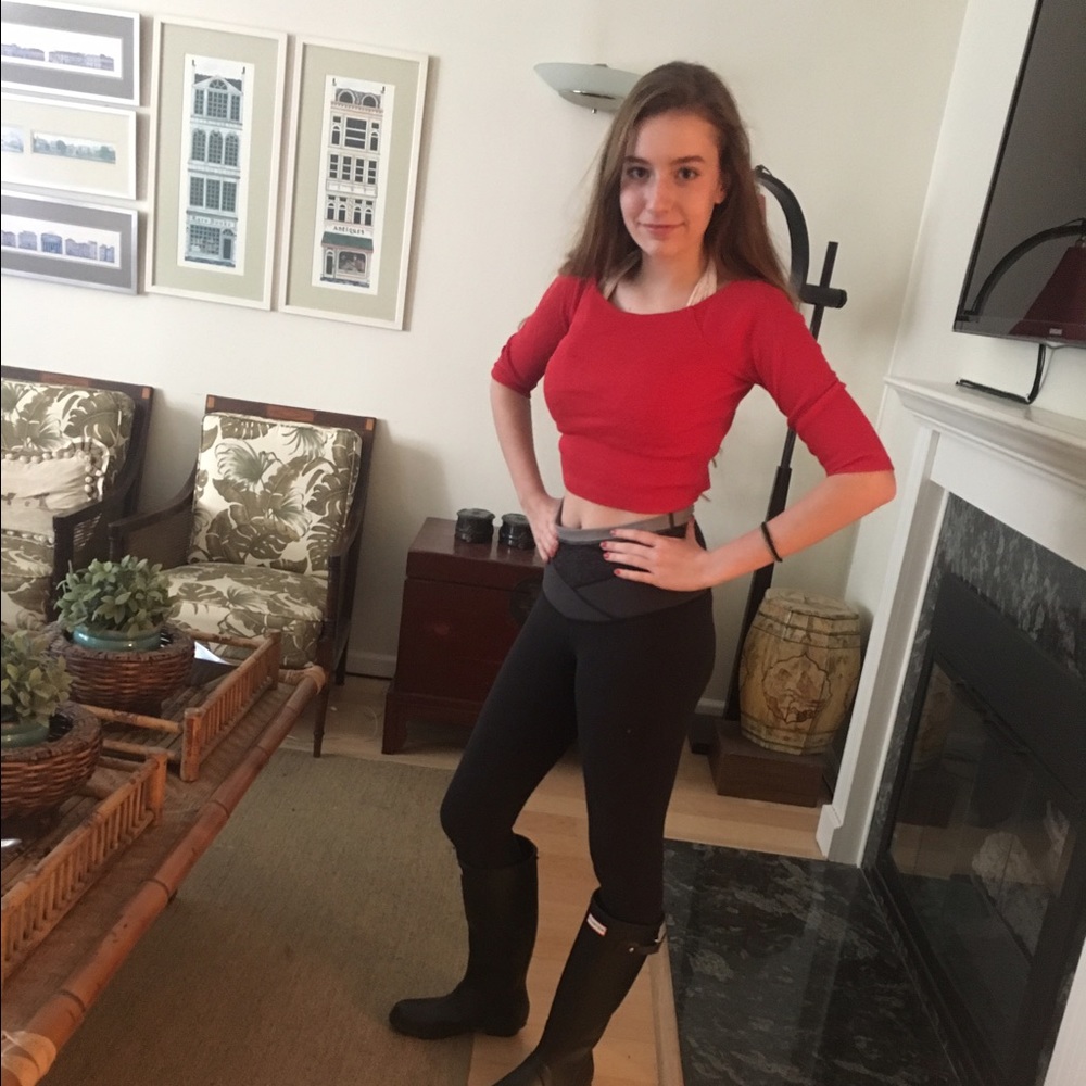 Bright red long sleeved crop top