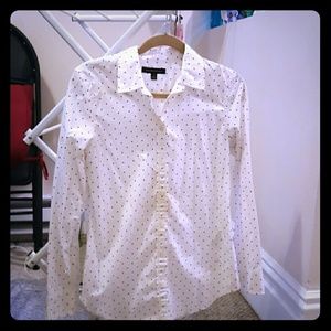 White polka-dot button down blouse
