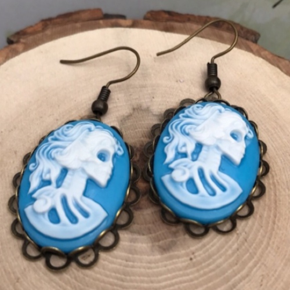 Skull Halloween Earrings Sugar skull Lolita Cameo