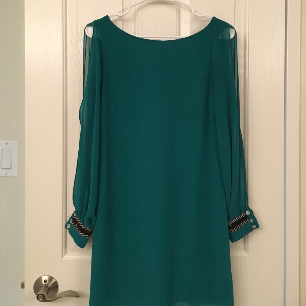 A.Byer split-sleeve teal shift dress size small