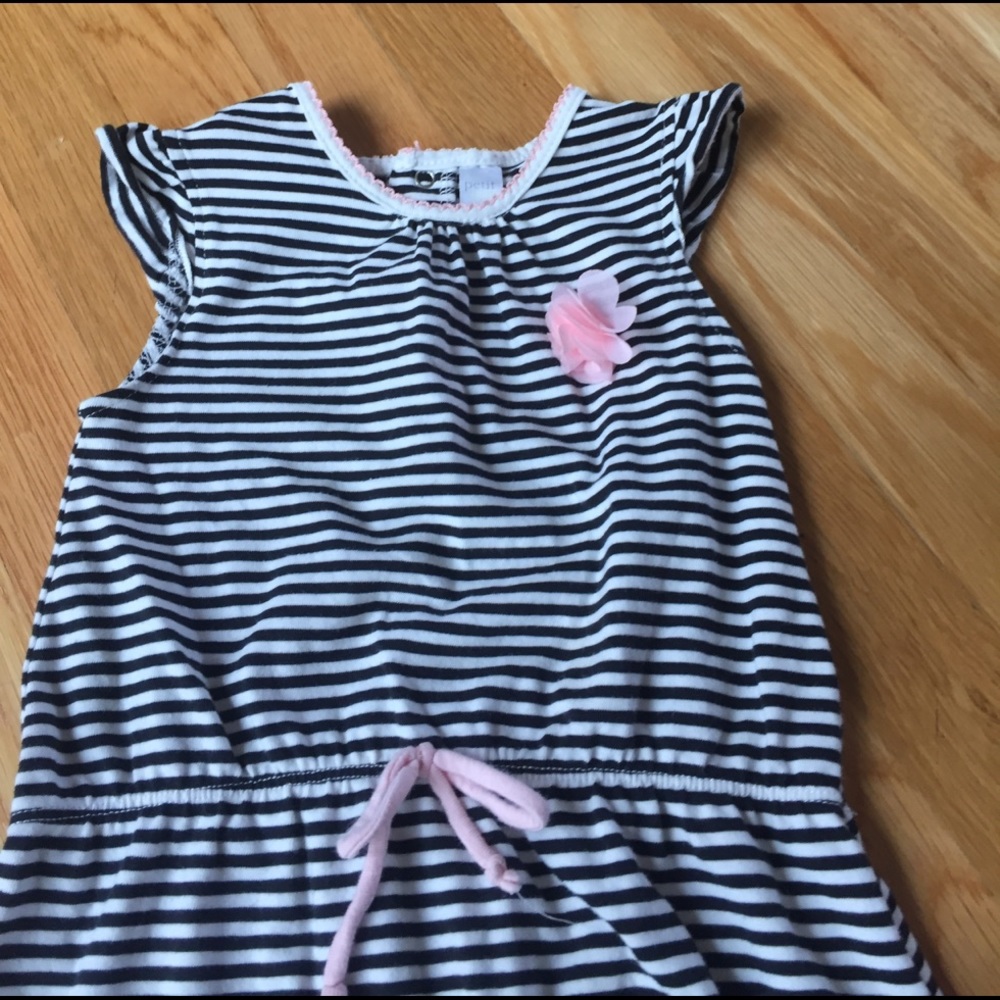 Petit Lem black and white striped romper