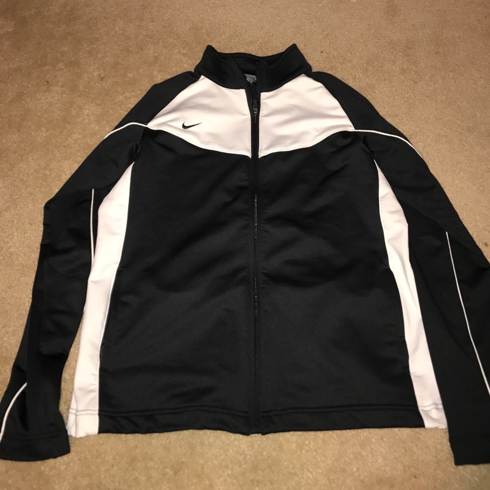 black and white nike athletic zip up