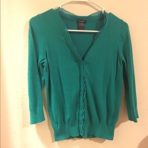 Teal 3/4 sleeve crop Ann Taylor cardigan
