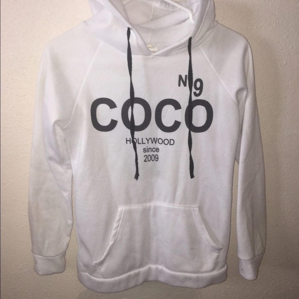 Coco Chanel white hoodie sweatshirt!